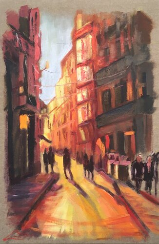 City sunset von Elena Sokolova, Malerei kaufen auf Singulart