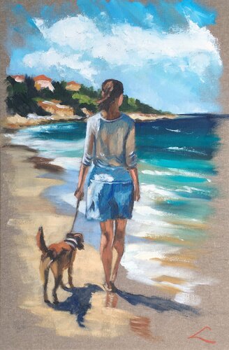 Along the beach by Elena Sokolova, Painting for Sale on Singulart