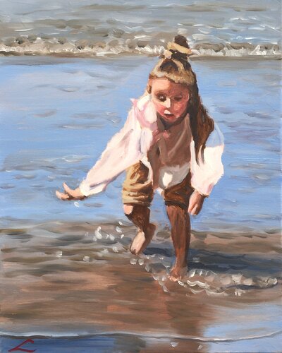 Running from the wave 4 von Elena Sokolova, Malerei kaufen auf Singulart