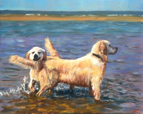 Wet dogs 7 by Elena Sokolova, Painting for Sale on Singulart