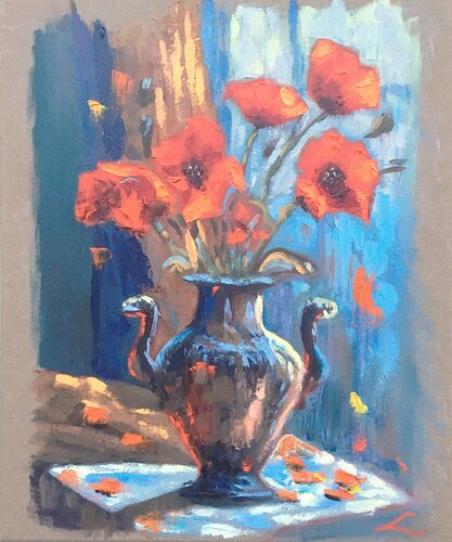 Vivid red poppies von Elena Sokolova, Malerei kaufen auf Singulart