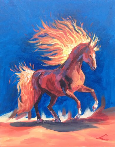 Fiery horse von Elena Sokolova, Malerei kaufen auf Singulart