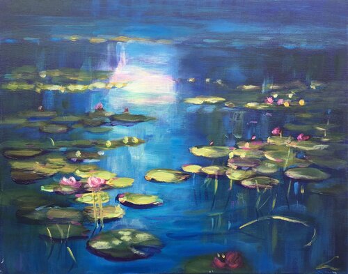Waterlilies 4 van Elena Sokolova, Schilderij te koop op Singulart
