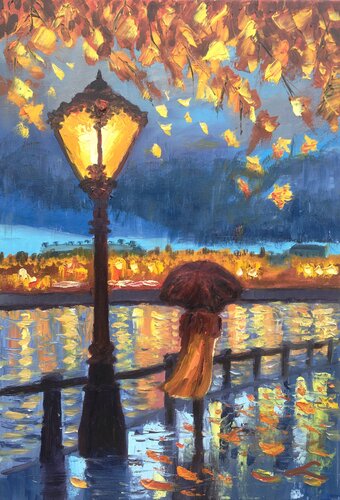 Autumn night von Elena Sokolova, Malerei kaufen auf Singulart