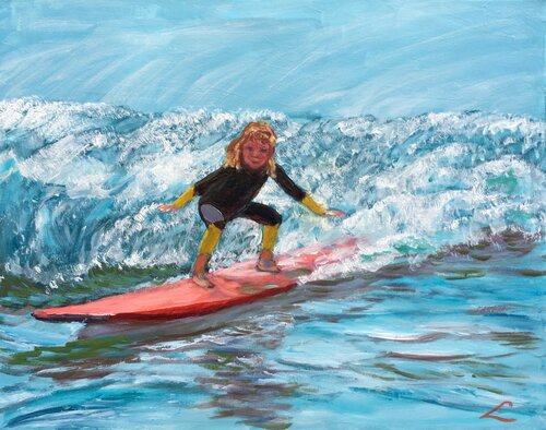 Yoing surfer von Elena Sokolova, Malerei kaufen auf Singulart
