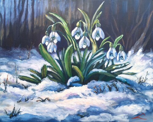 Snow drops 5 van Elena Sokolova, Schilderij te koop op Singulart