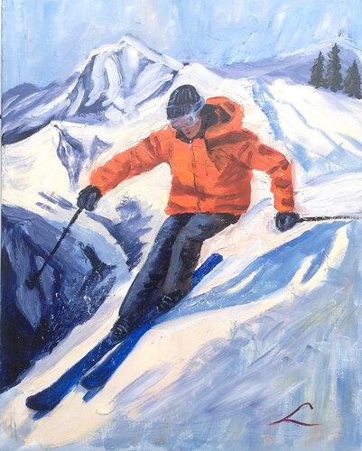 Skier par Elena Sokolova, Peinture en vente sur Singulart