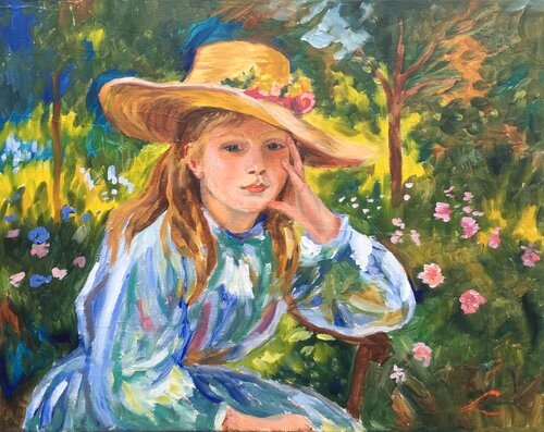 Young girl in a hat 4 par Elena Sokolova, Peinture en vente sur Singulart
