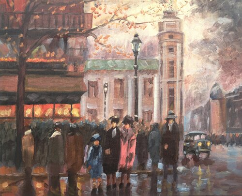 Retro city improvisation 5 by Elena Sokolova, Painting for Sale on Singulart