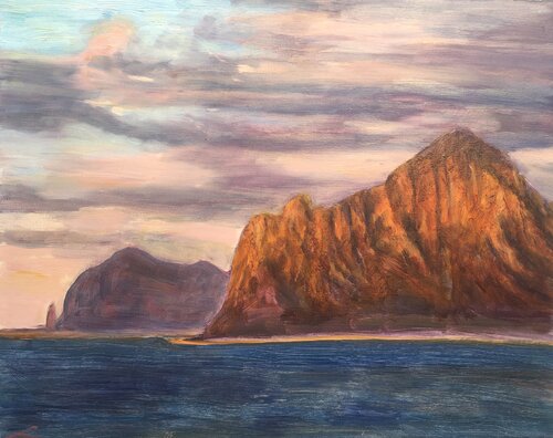 Rocks at a sunset van Elena Sokolova, Schilderij te koop op Singulart