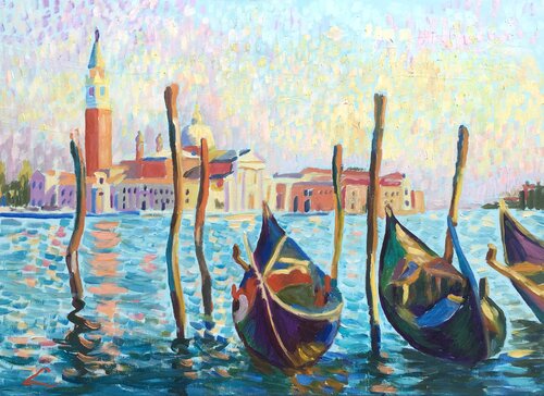 Gondolas in Venice di Elena Sokolova, Pittura in vendita su Singulart