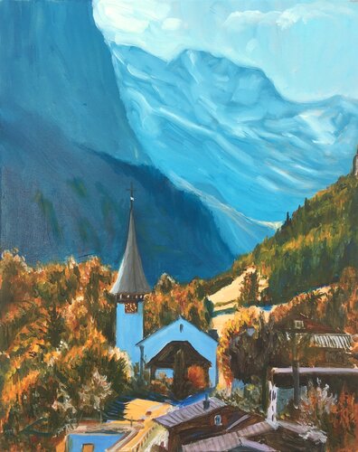 Mountain village by Elena Sokolova, Painting for Sale on Singulart