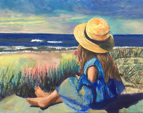 Girl at the beach by Elena Sokolova, Painting for Sale on Singulart
