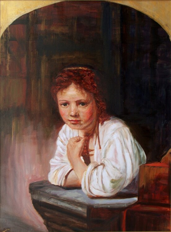 Girl at a window, inspired by Rembrandt Elena Sokolova