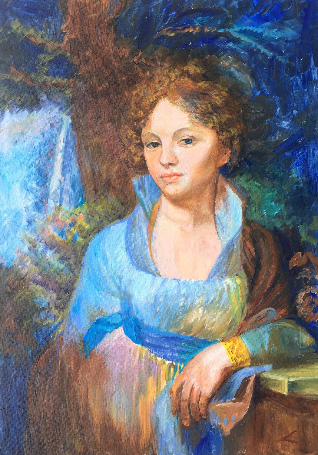 Female portrait, inspired by Borovikovsky Elena Sokolova Originalgemälde zu verkaufen
