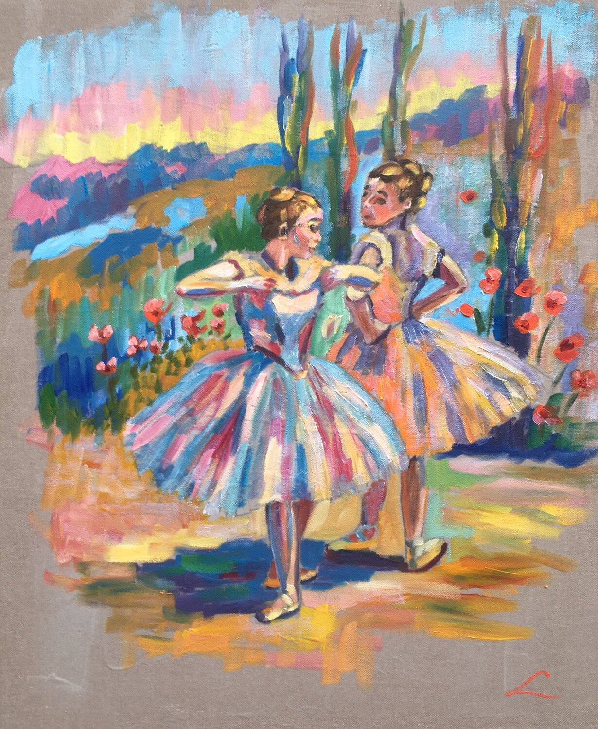 Two dancers Elena Sokolova Dipinto originale in vendita