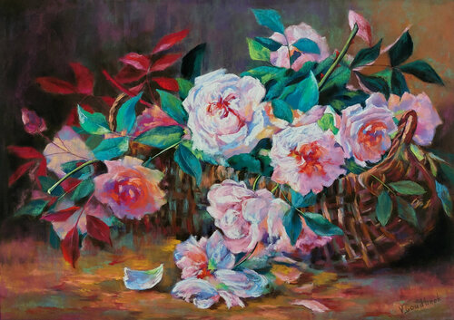 Still life with roses von Viktoria Goudbeek, Zeichnungen kaufen auf Singulart