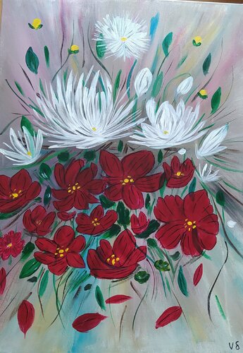 Abstrakte Blumenexplosion van Vera Göpfert, Schilderij te koop op Singulart