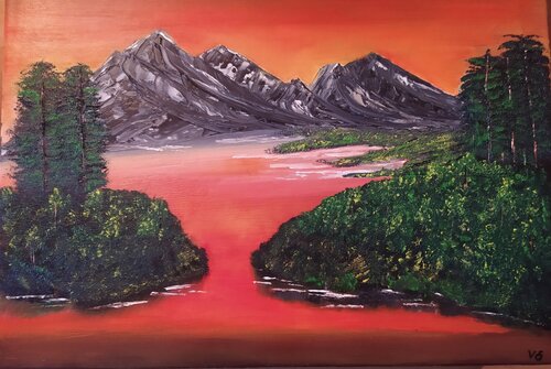 Abendrot über den stillen Gipfeln de Vera Göpfert, Pintura a la venta en Singulart