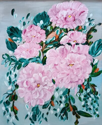 Rosa Romanze im Wind de Vera Göpfert, Pintura a la venta en Singulart