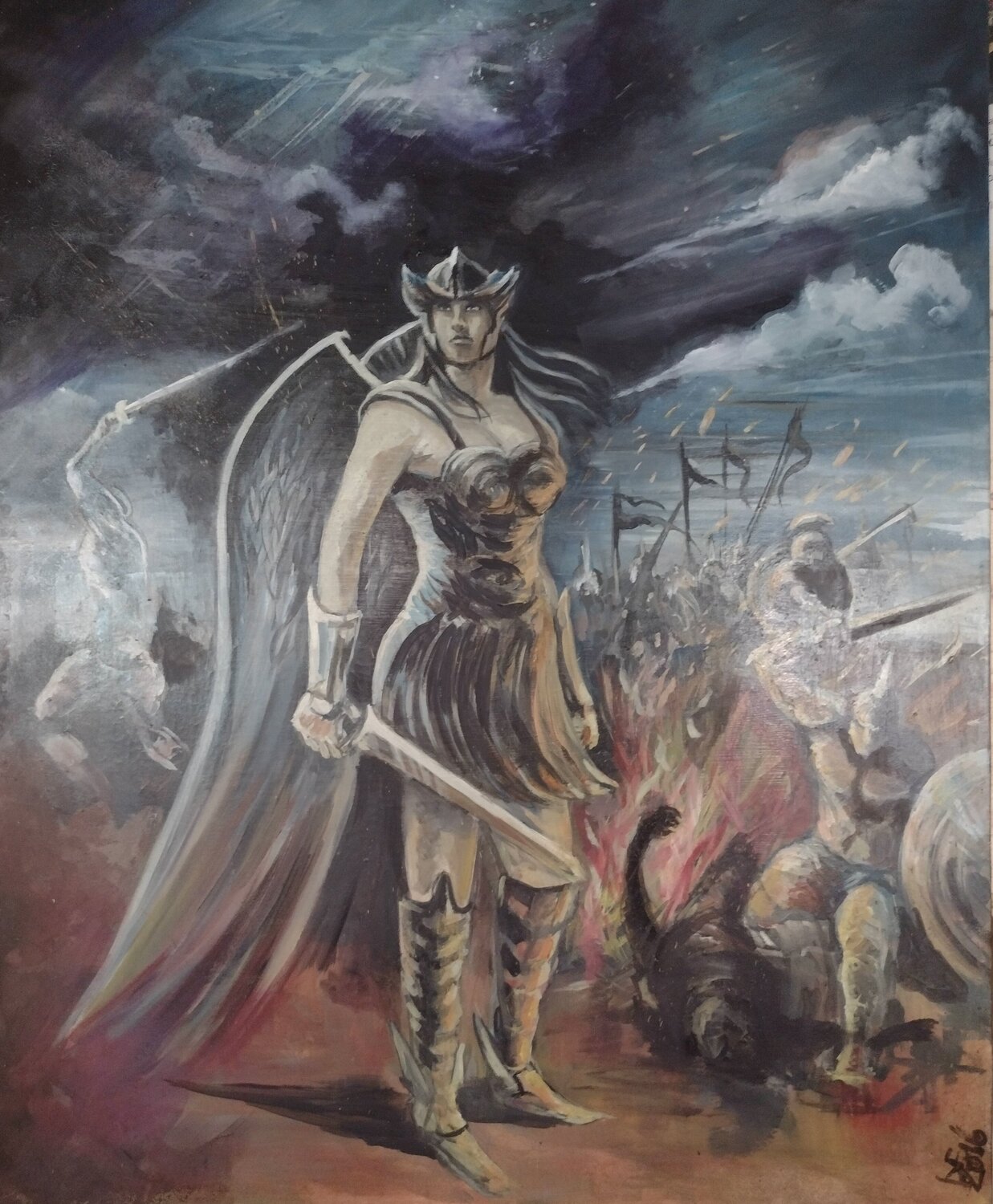 Valkirye la guerra dei 100 Anni Daniele Bianchi Original painting for sale