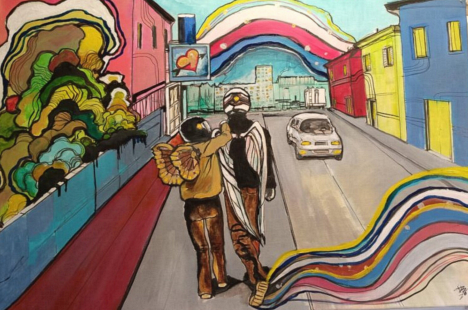 Amore e Psiche per strada Daniele Bianchi Pintura original en venta