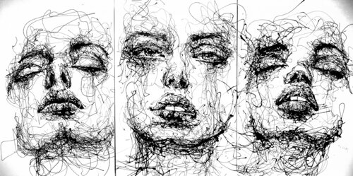 “Abstract emotional outburst of the erotic three gods” № I (XXL) van Daniel Witschkanow, Schilderij te koop op Singulart