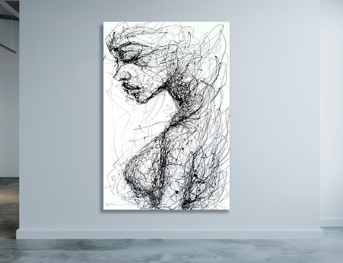 ► “Rare nudity behind the black facade - Mirror-inverted" (XL) van Daniel Witschkanow, Schilderij te koop op Singulart