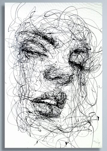 ► “Abstract eroticism floods the room - Line Art" (XL) van Daniel Witschkanow, Schilderij te koop op Singulart