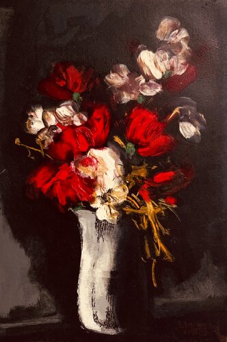 Le bouquet de fleurs rouges van Maurice de Vlaminck, Werk op papier te koop op Singulart
