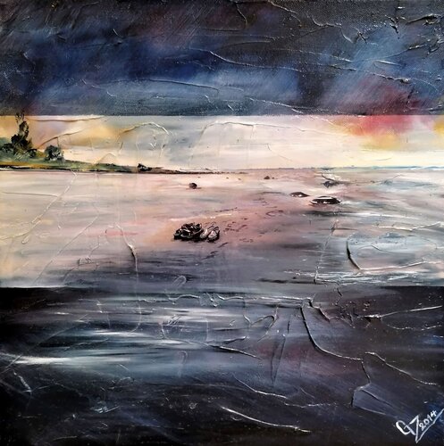 Spuren am Strand van Gerd Zimmermann (ZIMMERMANN-Formanist Art), Schilderij te koop op Singulart