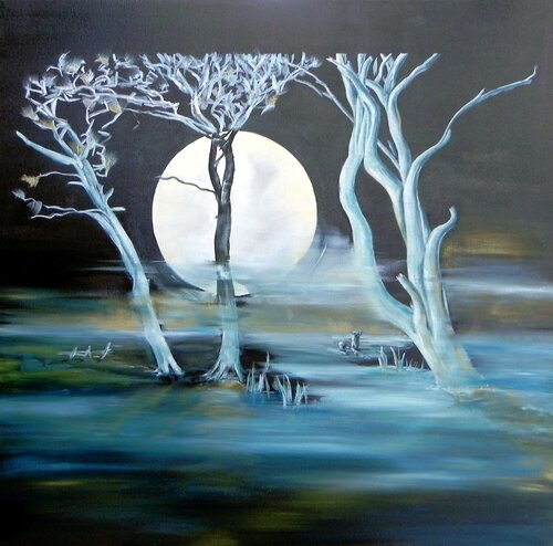 Cold moonlit night... von Gerd Zimmermann (ZIMMERMANN-Formanist Art), Malerei kaufen auf Singulart