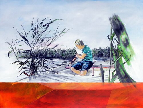 Jonas-mit ersten Ruderversuchen de Gerd Zimmermann (ZIMMERMANN-Formanist Art), Pintura a la venta en Singulart