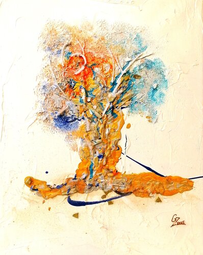 The Golden Tree of the Future  -  Serie: TRANSNATURE - GROWTH No. 02 par Gerd Zimmermann (ZIMMERMANN-Formanist Art), Peinture en vente sur Singulart