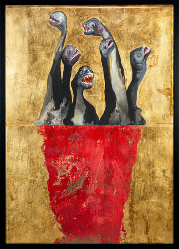 Pirañas y rojo sangre di Paula Segarra, Pittura in vendita su Singulart