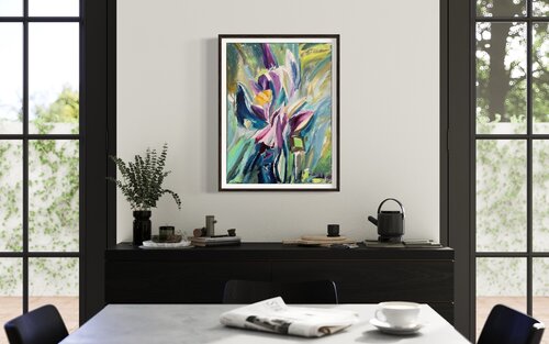 Violet Irises in Emerald Greens Olga McNamara Biennale Artist