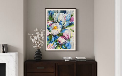 Peonies' Promise (2023) von Olga McNamara Biennale Artist, Malerei kaufen auf Singulart