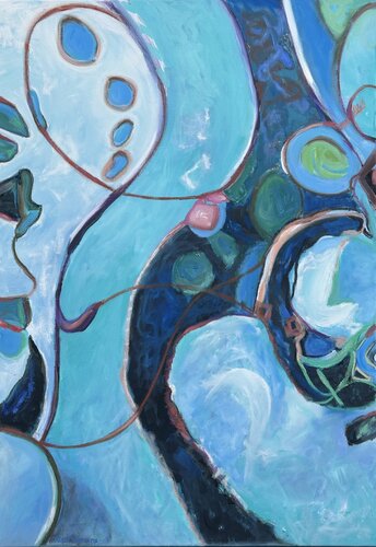 Listening to the Blue di Olga McNamara Biennale Artist, Pittura in vendita su Singulart