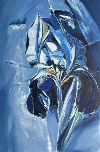 Iris III - Sapphire Flame di Olga McNamara Biennale Artist, Pittura in vendita su Singulart