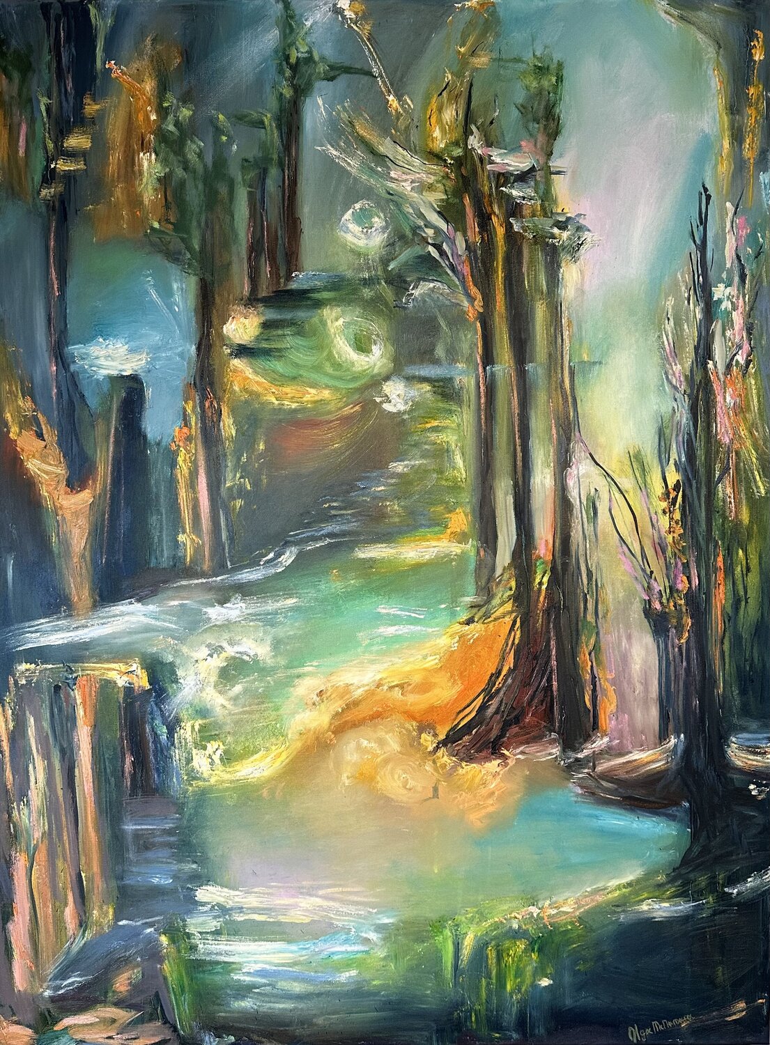 Magic Forest, the Roads We Take Olga McNamara Biennale Artist Pintura original en venta