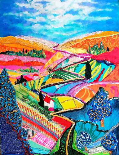 Nel canyon di Hockney de Mara Montagna, Pintura a la venta en Singulart