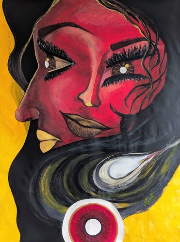 The Silent Witness – A Woman's Portrait von Lena Zwetik, Malerei kaufen auf Singulart