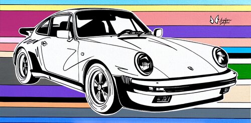 Porsche 911 930 Turbo - Élégance van Angélique Dufossé, Schilderij te koop op Singulart