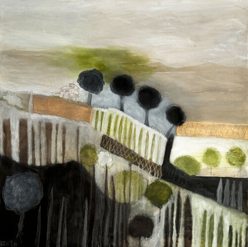 Uferstille – Landschaft am Gardasee | Originalgemälde auf Leinwand (80 x 80 cm) von Cornelia Hauch, Malerei kaufen auf Singulart