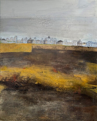 Die Häuser hinterm Deich by Cornelia Hauch, 油畫 for Sale on Singulart