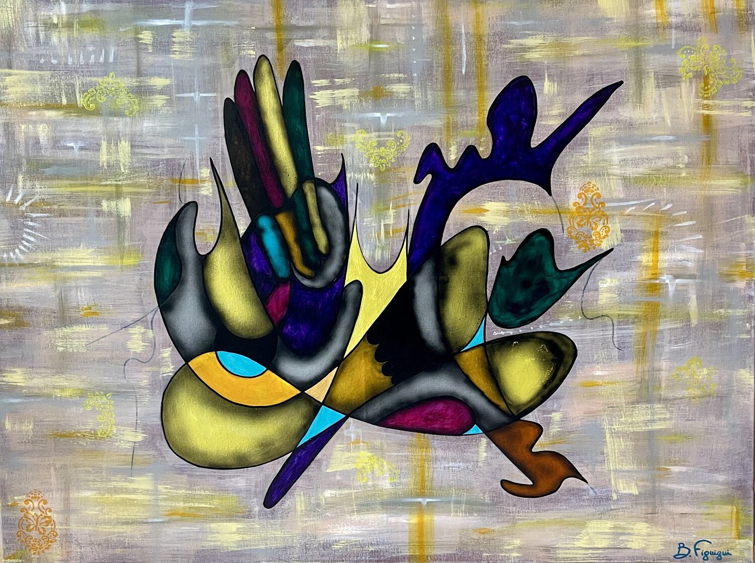 Kiss of the Abyss Badr Figuigui Originalgemälde zu verkaufen