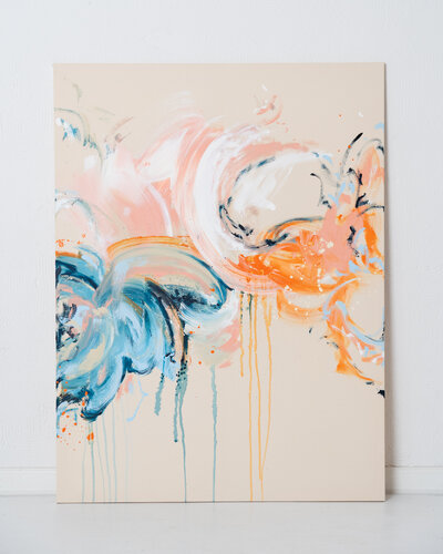 Blau & Orange Flow (großes Kunstwerk Bild abstrakt) by Diana Alb, Painting for Sale on Singulart