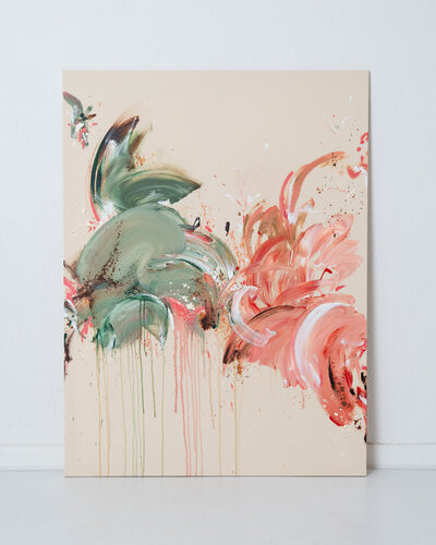 Salbei & Rosa Flow (großes Kunstwerk Bild abstrakt) by Diana Alb, Painting for Sale on Singulart