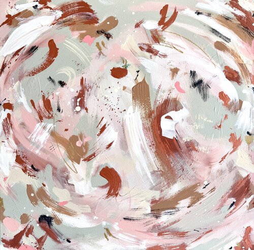 Soft #2– rosa, beige, salbei Bild Kunstwerk Malerei, gerahmt in weiß by Diana Alb, Painting for Sale on Singulart