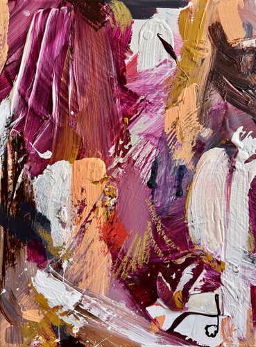 Rosa braun Malerei abstrakt Bild Leinwand Kunstwerk (gerahmt in Lindenholz) by Diana Alb, Painting for Sale on Singulart